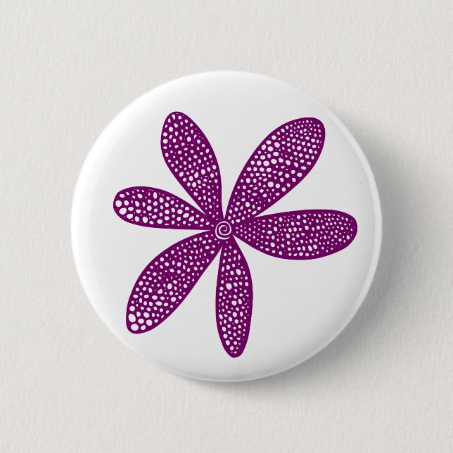 Pretty Flower - Plum on White Button (Front)