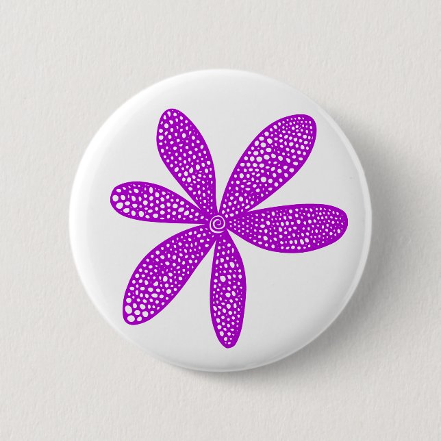 Pretty Flower - Purple on White Button (Front)