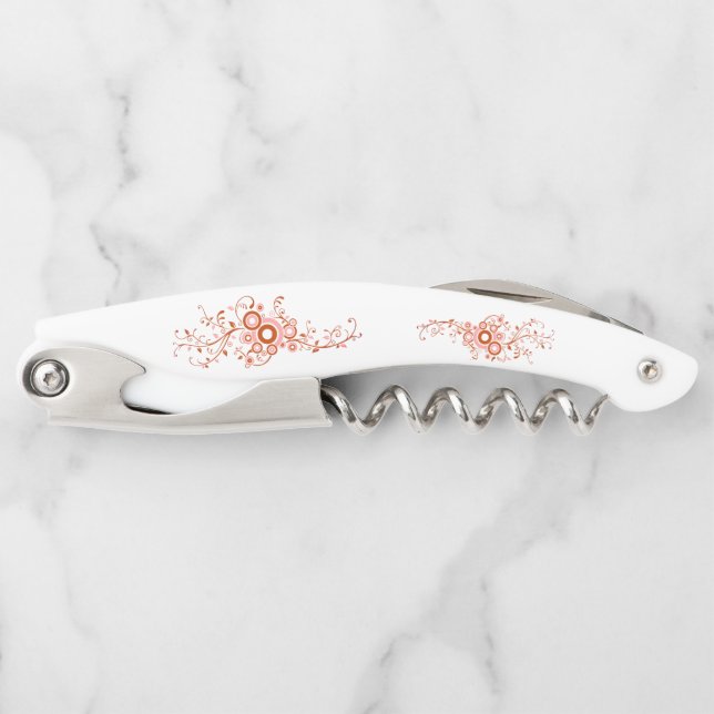 Pretty Flower Swirls Waiter's Corkscrew (Front)