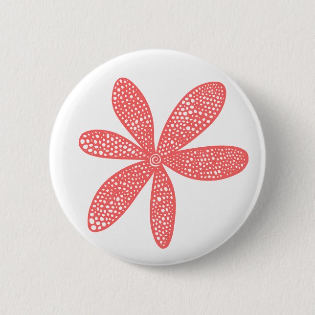 Pretty Flower - Tropical Pink on White Pinback Button (Front)