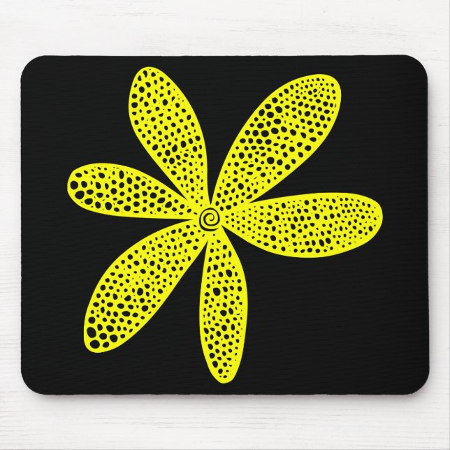 Pretty Flower - Yellow on Black Mouse Pad (Front)