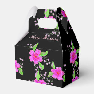 Pretty Flowered Black And Pink Guest Favor Box