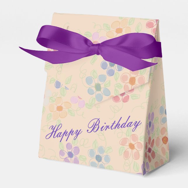 Pretty Flowered Favor Box (Front Side)