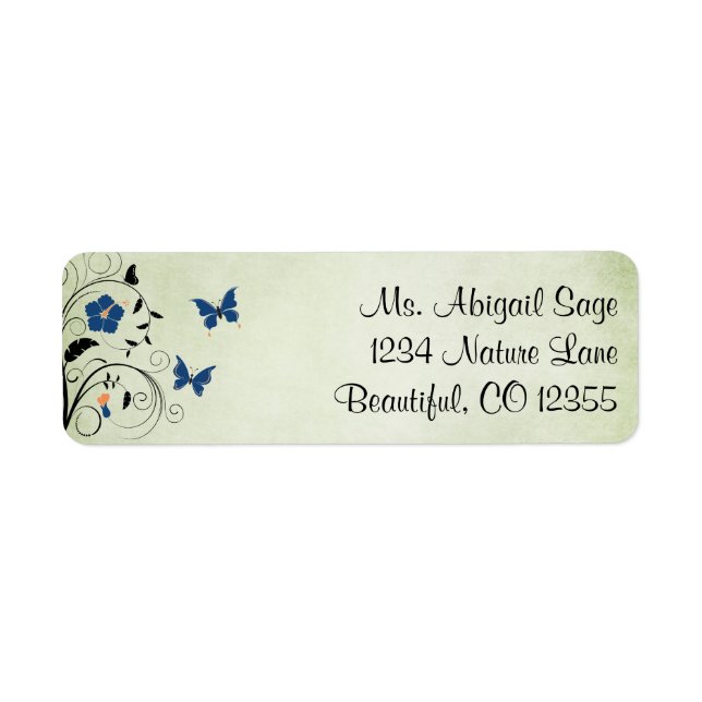 Pretty Flowers and Butterflies Address Label (Front)