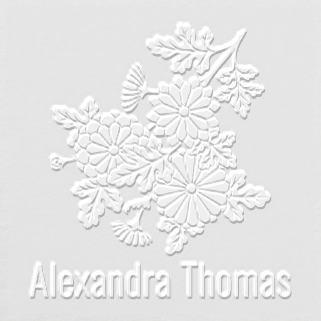 Pretty Flowers and Leaves Name Monogram W.4 Embosser (Design)