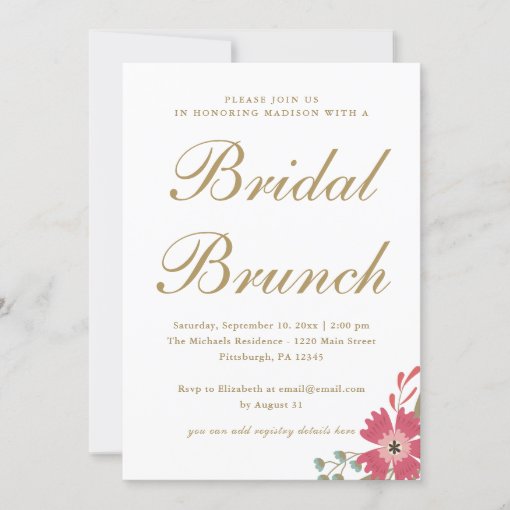 Pretty Flowers And Mint Green Bridal Brunch Invitation 