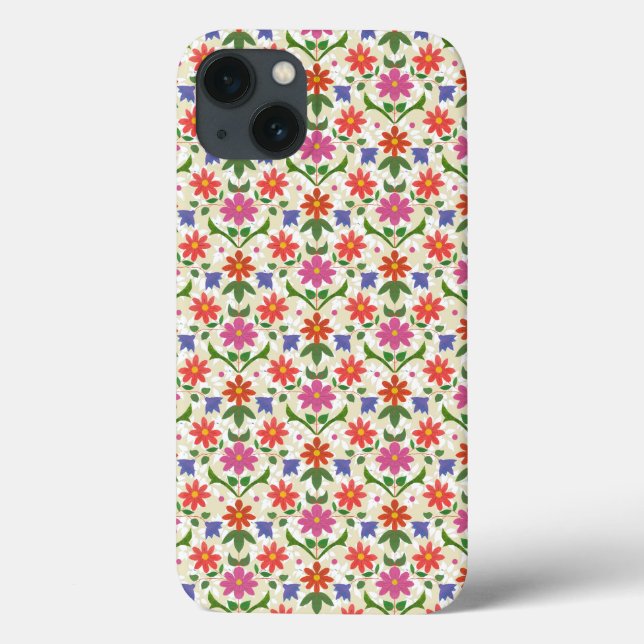 Pretty Flowers and Polka Dots on Ecru iPad Case (Back)