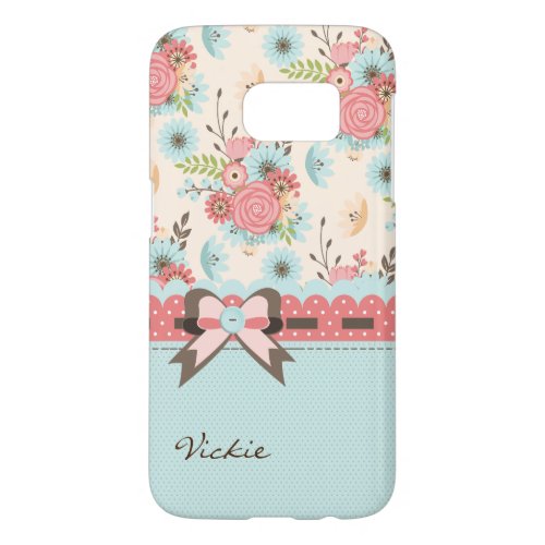 Pretty Flowers and Polka Dots Samsung S7 Case