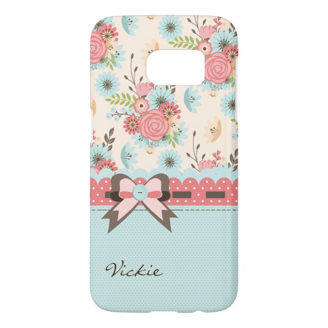 Pretty Flowers and Polka Dots Samsung S7 Case (Back)