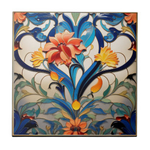 Pretty Flowers Art Deco Ceramic Tile