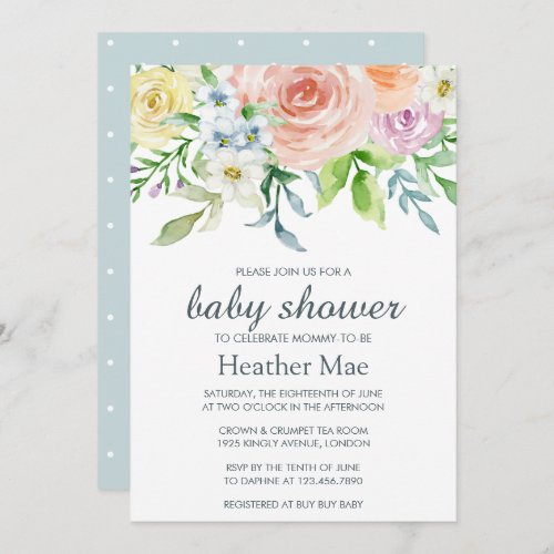 Pretty Flowers Baby Shower Invitation