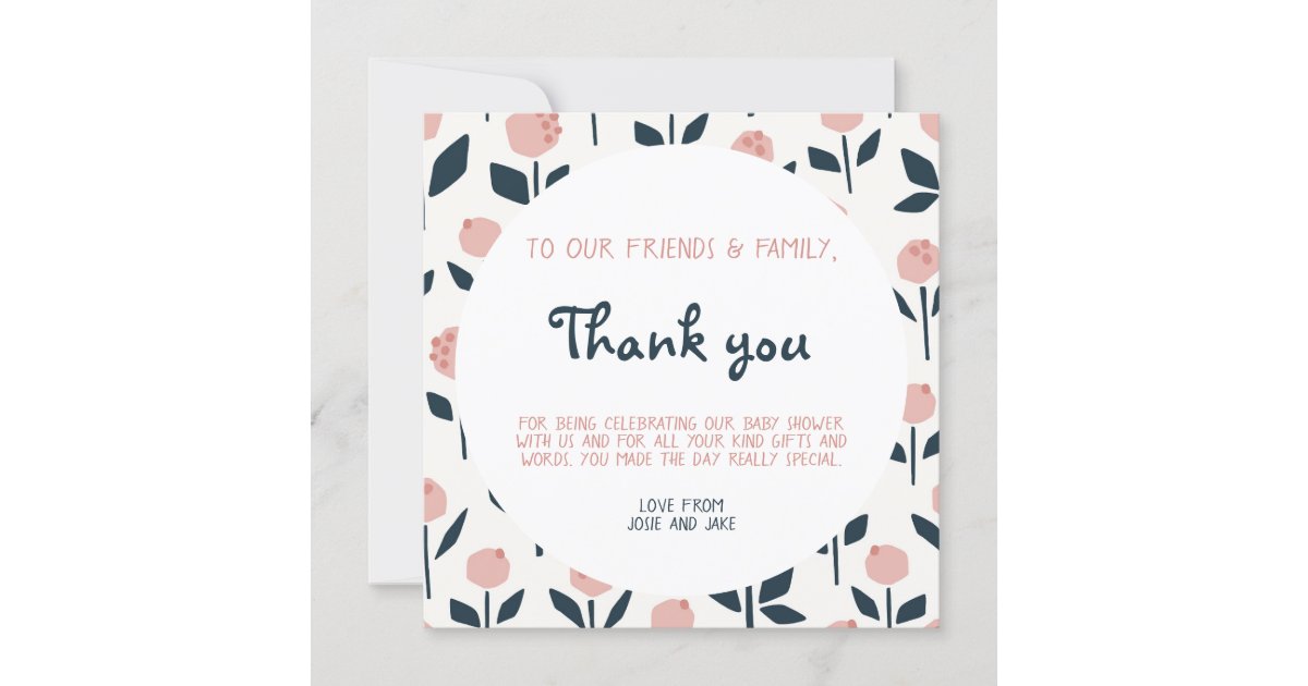 Pretty flowers baby shower thank you card Zazzle