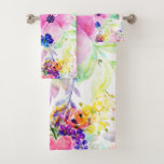 Pretty Flowers Boho Floral Watercolor Design Bath Towel Set at Zazzle