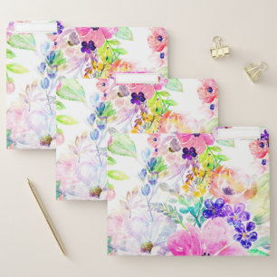 Pretty Flowers Boho Floral Watercolor Design File Folder