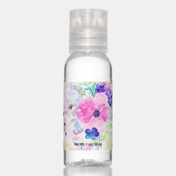 Pretty Flowers Boho Floral Watercolor Design Hand Sanitizer by InovArtS at Zazzle