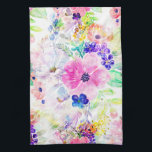 Pretty Flowers Boho Floral Watercolor Design Kitchen Towel<br><div class="desc">This stunning watercolor painting illustrates a variety of wildflowers and foliage in shades of pink, blush, blue, peacock blue, purple, violet, yellow, green, orange, and red on a white background. The dreamy and boho chic design is both adorable and elegant, making it a perfect choice for everyday wear or home...</div>