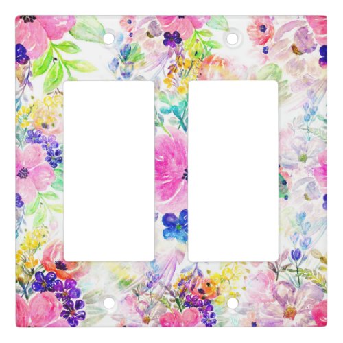 Pretty Flowers Boho Floral Watercolor Design Light Switch Cover