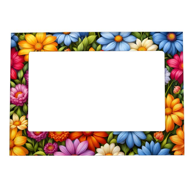 Pretty flowers, brightly colored, magnetic frame (Front)