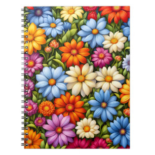 Pretty Flowers, Brightly Colored, Notebook