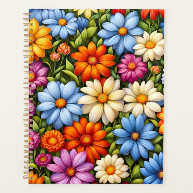 Pretty flowers, brightly colored, planner (Front)