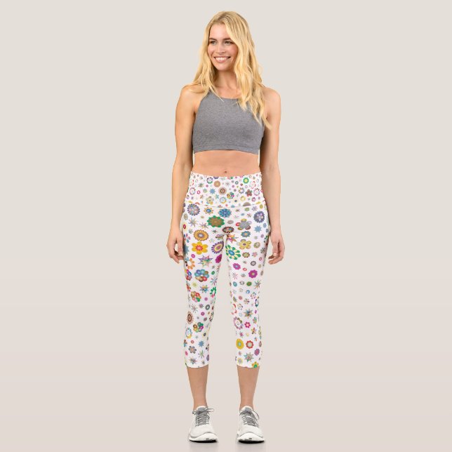 Pretty flowers - colorful Capri Leggings (Front)