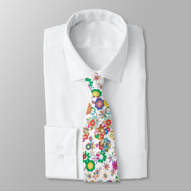 Pretty flowers - colorful neck tie (Tied)