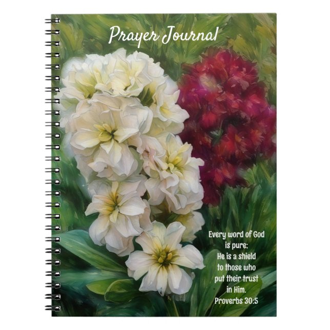 Pretty Flowers Floral Art Bible Verse Prayer Notebook (Front)