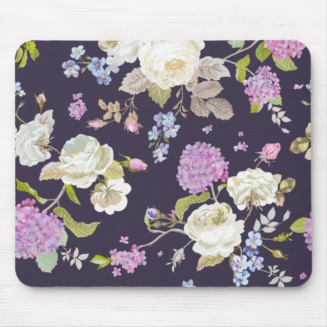 Pretty Flowers Floral Mouse Pad (Front)