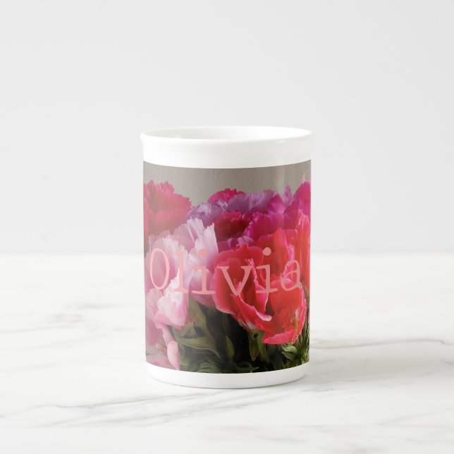 Pretty Flowers For February Photograph+Custom Name Bone China Mug (Front)