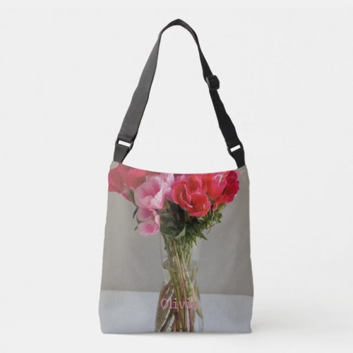 Pretty Flowers For February PhotographCustom Name Crossbody Bag