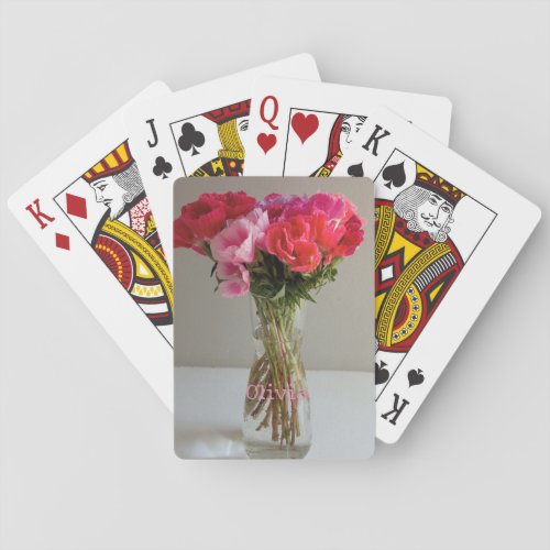 Pretty Flowers For February PhotographCustom Name Poker Cards