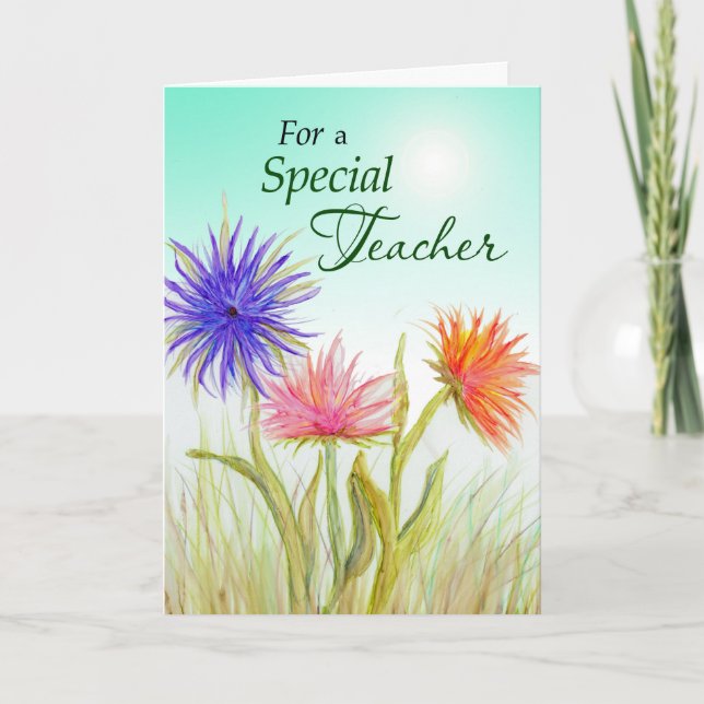 Pretty Flowers for Teacher Appreciation Day Card (Front)