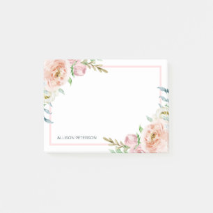 Pretty Flowers Frame Add Your Name Post-it Notes
