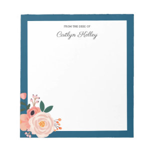 Pretty Flowers From the Desk of Personalized Notepad