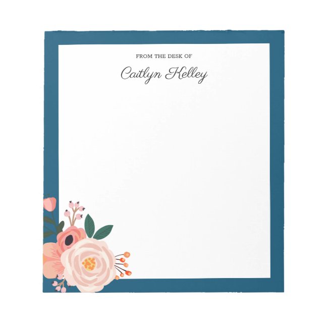 Pretty Flowers From the Desk of Personalized Notepad (Front)