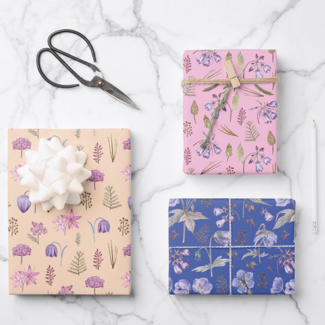 Pretty Flowers Garden Baby Shower Kids Birthday Wrapping Paper Sheets (Front)
