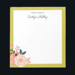 Pretty Flowers, Gold From the Desk of Personalized Notepad<br><div class="desc">This pretty notepad features modern multi color flowers and your personalization.  Use the template form to add your text.</div>