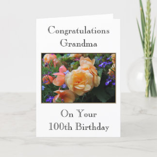 Pretty Flowers, Grandma 100th Birthday Card. Card