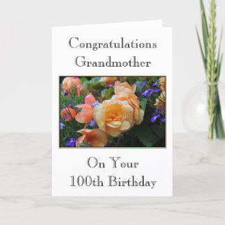 Pretty Flowers, Grandmother 100th Birthday Card. Card