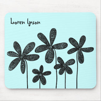 Pretty Flowers - Ice Blue Mouse Pad