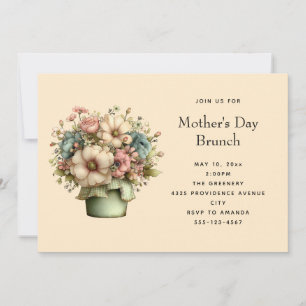Pretty Flowers in a Planter Pot Cute Mother's Day Invitation