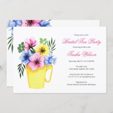 Pretty Flowers in a Teacup Bridal Shower Tea Party Invitation