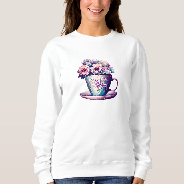 Pretty Flowers in Teacup China Sweatshirt (Front)