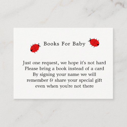 Pretty Flowers Ladybugs Cute Whimsy Books For Baby Enclosure Card