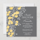 Pretty Flowers Modern Gray & Yellow Bridal Shower