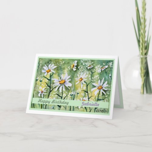 Pretty Flowers Personalized Happy Birthday Card