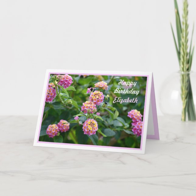 Pretty Flowers Personalized Happy Birthday Card (Front)