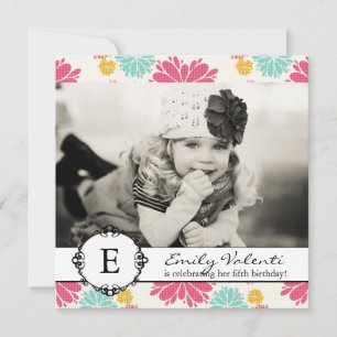 Pretty Flowers Photo Birthday Party Invitation