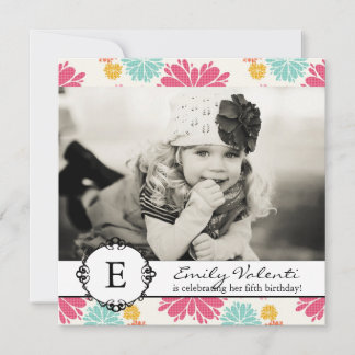 Pretty Flowers Photo Birthday Party Invitation