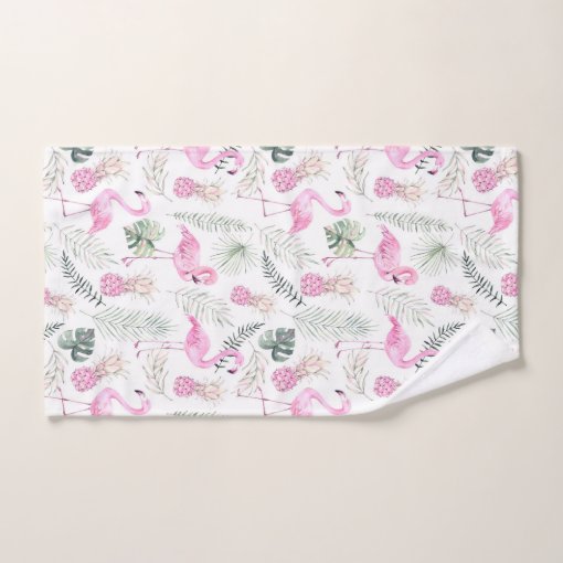 Pretty Flowers & Pink Flamingo Bath Towel Set | Zazzle